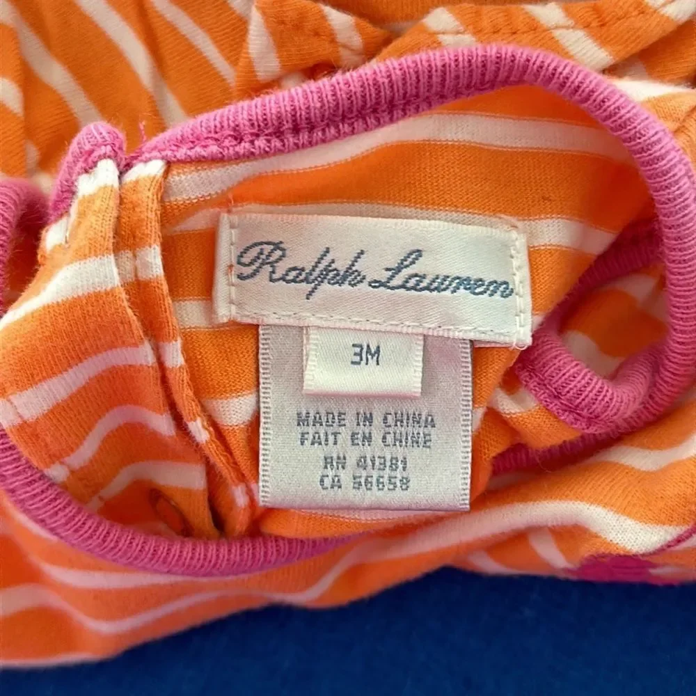 Bundle of 2 Baby Girls Romper Ralph Lauren Size 3 and 9 Month